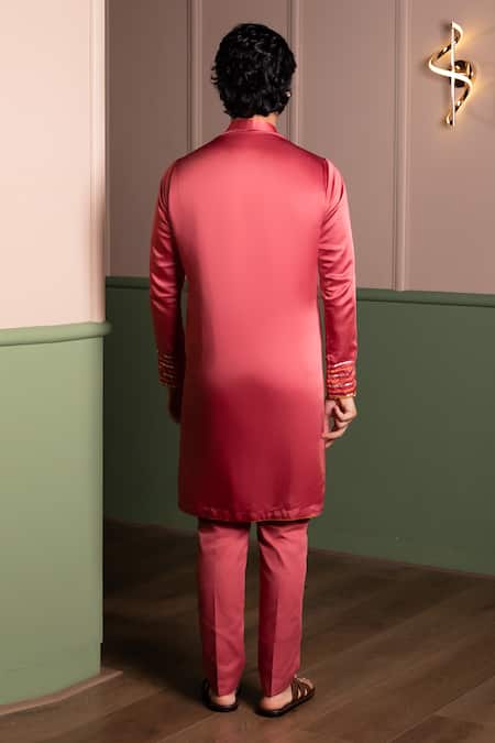 Kaaj Button Block Embroidered Kurta Set 