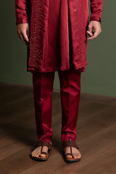 Buy_Kaaj Button_Mirror Frenzy Kurta Stole Set _Online_at_Aza_Fashions