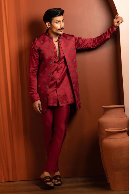 Kaaj Button_Knotty Affair Kurta Bundi Set _Online_at_Aza_Fashions