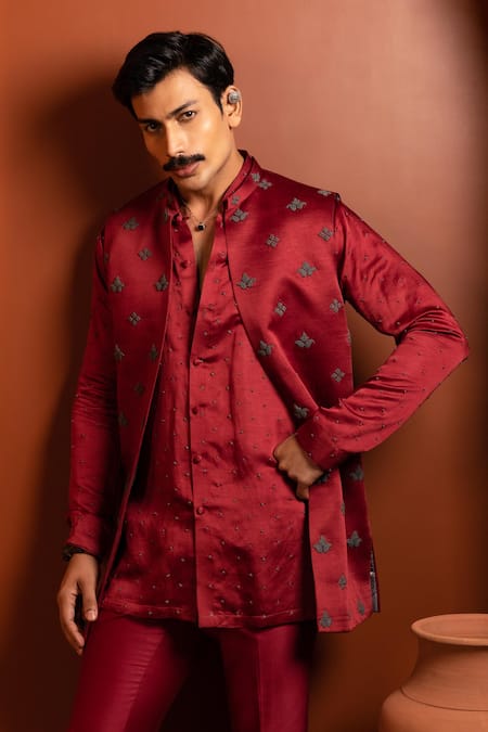 Kaaj Button_Knotty Affair Kurta Bundi Set _at_Aza_Fashions