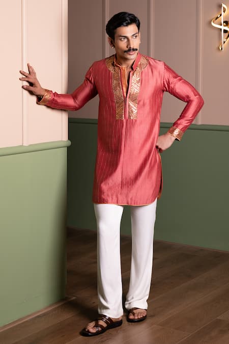 Kaaj Button Gold Dust Kurta Set 