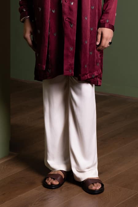 Kaaj Button_Fly Kurta Set With Stole _Online_at_Aza_Fashions