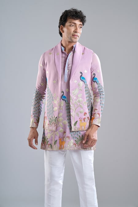 Arihant Rai Sinha Rangeela Mor Embroidered Kurta With Koti Jacket 