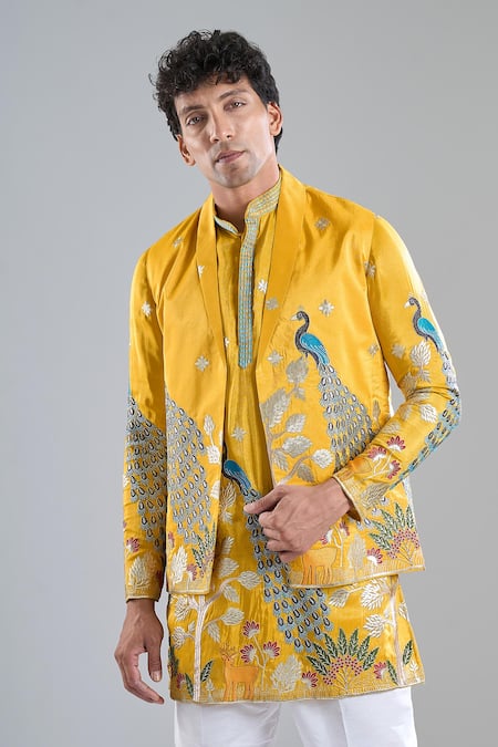 Arihant Rai Sinha Rangeela Mor Embroidered Kurta With Koti Jacket 