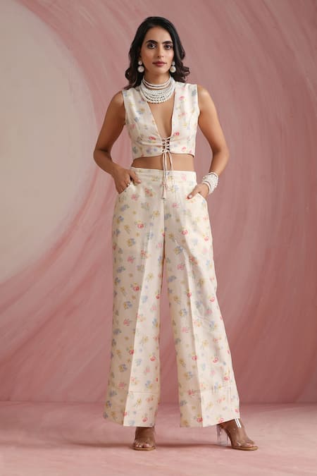 Moh India Palace Petals Overlay Trouser Set 