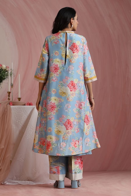 Moh India Powder Light Blossoms Kurta Pant Set 