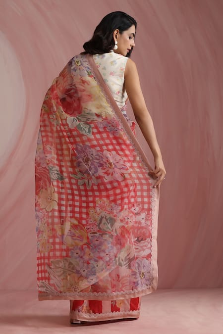 Moh India The Jaipur Crimson Saree With Blouse 