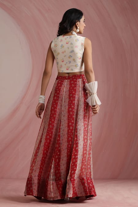 Moh India Palace Petals Embroidered Lehenga Set 