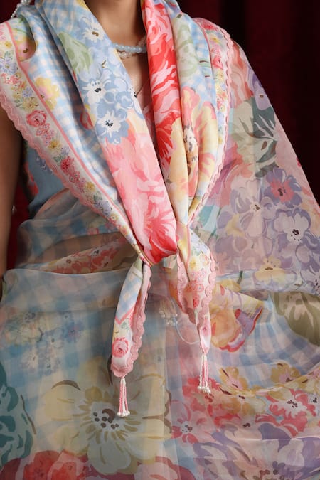 Moh India Rani Bloom Powder Blue Scarf 