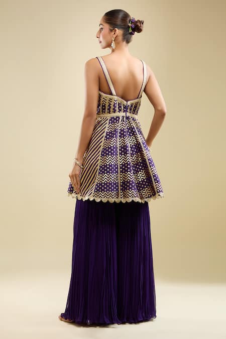 Samyukta Singhania Embroidered Peplum Kurta Gharara Set