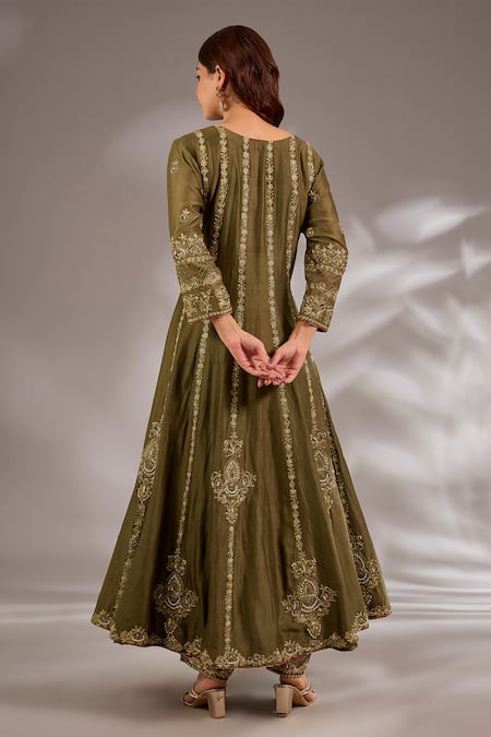 Studio A Mul Chanderi Hand Embroidered Flared Anarkali Set 