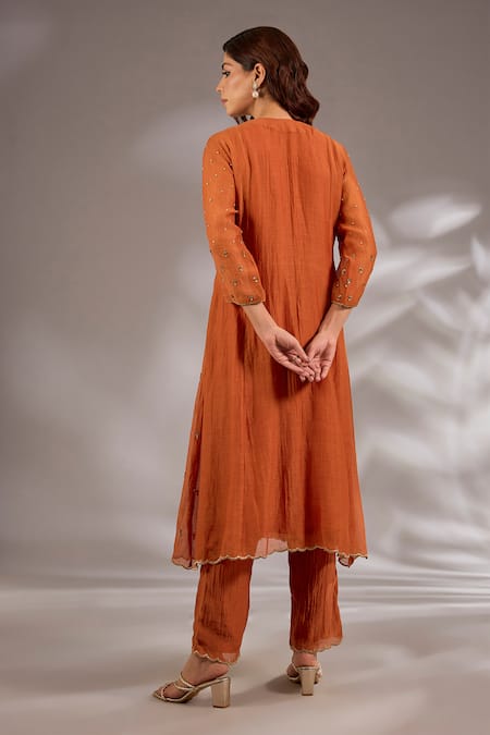 Studio A Mul Chanderi Hand Embroidered Flared Anarkali Set 