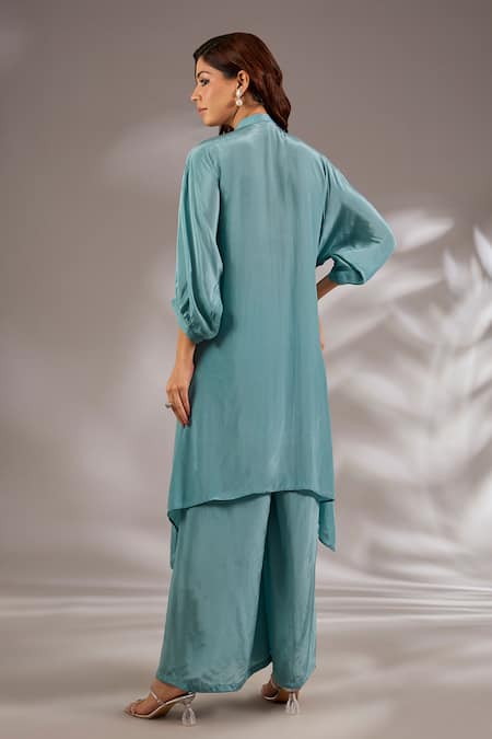 Studio A Sequin Embroidered Asymmetric Kaftan & Pant Set 