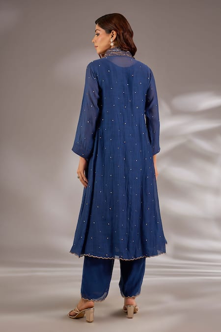 Studio A Mul Chanderi Hand Embroidered Flared Anarkali Set 