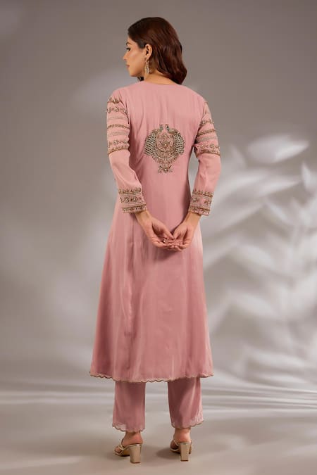 Studio A Mul Chanderi Hand Embroidered Flared Kurta Set 