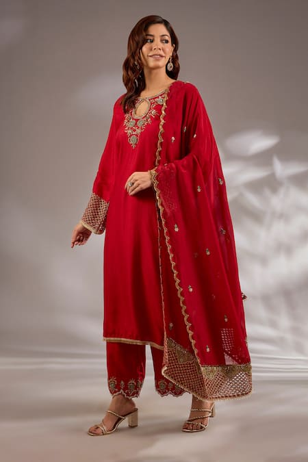 Studio A Silk Hand Embroidered Straight Kurta Set