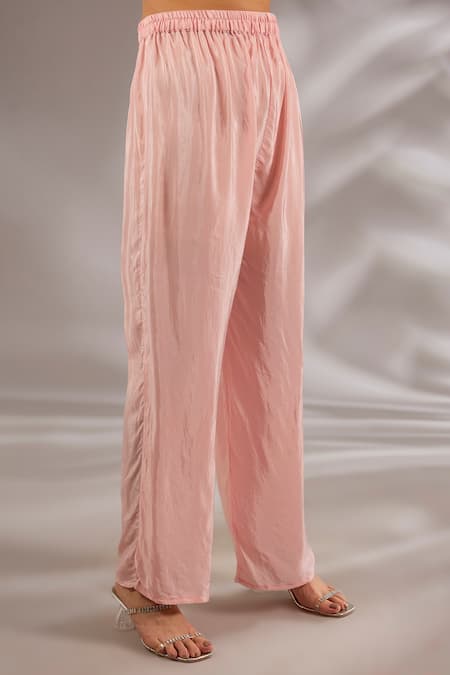 Buy_Studio A_Pink Crepe Mirrors, Beads, Embroidery V-neck Kaftan Set _Online_at_Aza_Fashions