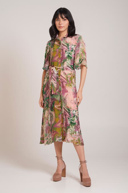 Shop_Advait_Ira Pleated Dress _Online_at_Aza_Fashions