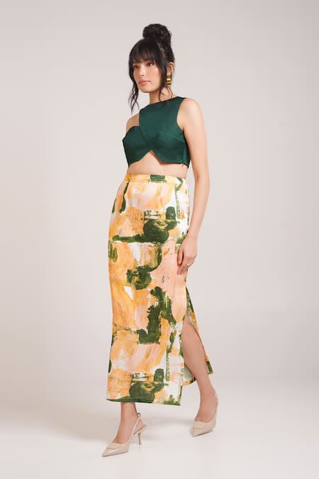 Advait_Ceri Top With Printed Skirt _Online_at_Aza_Fashions
