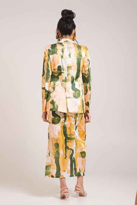 Advait Ceri Printed Blazer Skirt Set 