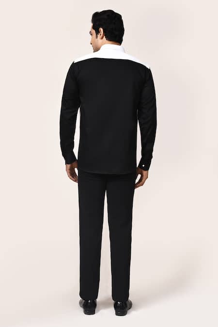 Aryavir Malhotra Black & White Striped Shirt 