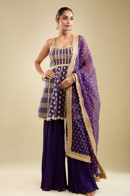 Samyukta Singhania Embroidered Peplum Kurta Gharara Set