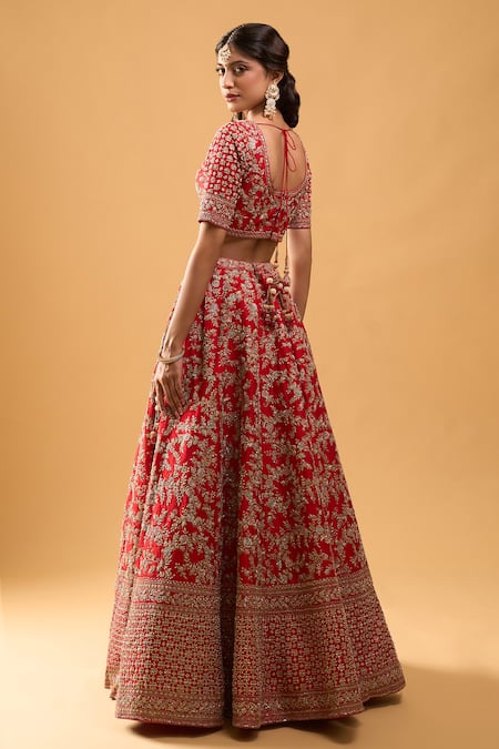 Azeera Embroidered Red Bridal Lehenga Set 