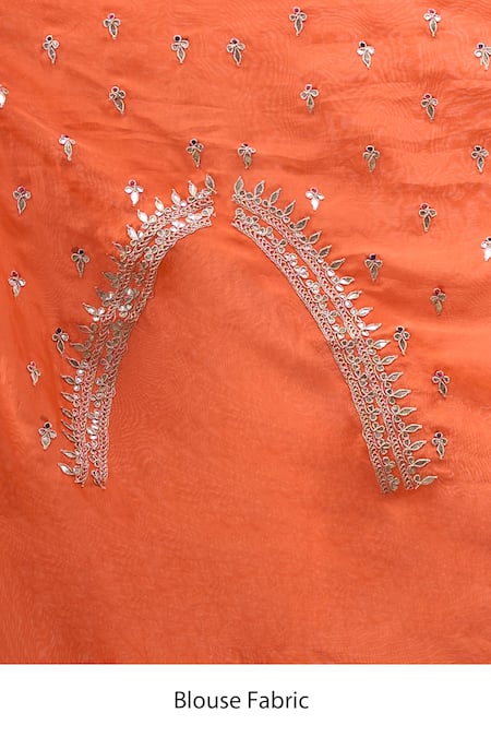 Buy_Azeera_Orange Embroidery, Zari Saree With Unstitched Blouse Piece _Online_at_Aza_Fashions