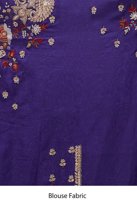 Azeera_Purple Embroidery, Zari Saree With Unstitched Blouse Piece _Online_at_Aza_Fashions