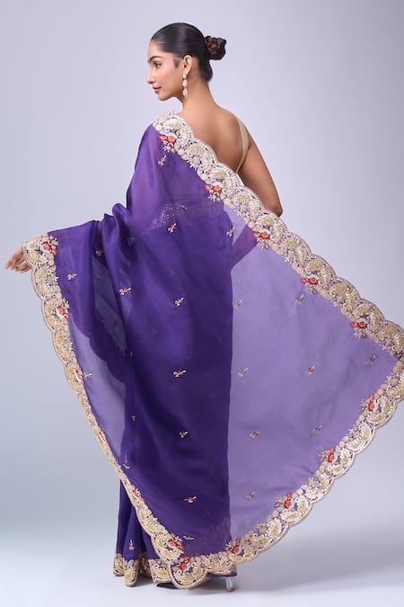 Azeera Embroidered Saree With Unstitched Blouse Piece 