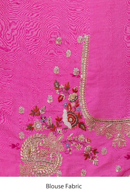 Buy_Azeera_Pink Embroidery, Zari Scalloped Saree With Unstitched Blouse Piece _Online_at_Aza_Fashions