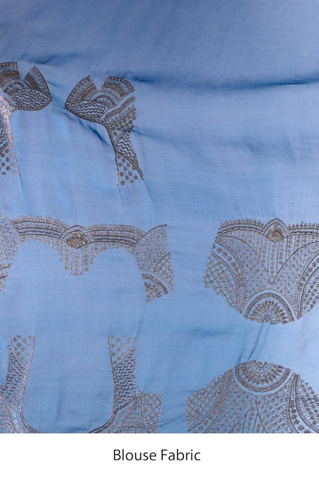 Buy_Azeera_Blue Embroidery, Zari Saree With Unstitched Blouse Piece _Online_at_Aza_Fashions