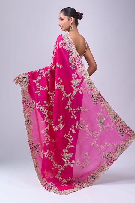 Azeera Embroidered Saree With Unstitched Blouse Piece 