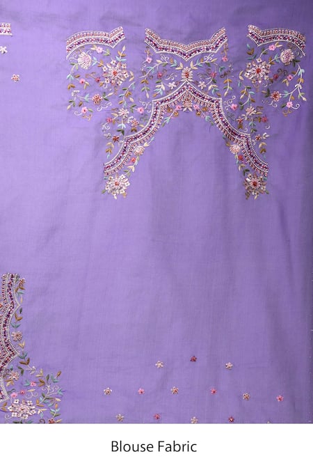 Azeera_Purple Embroidery, Metallic Thread Floral Saree With Unstitched Blouse Piece _Online_at_Aza_Fashions