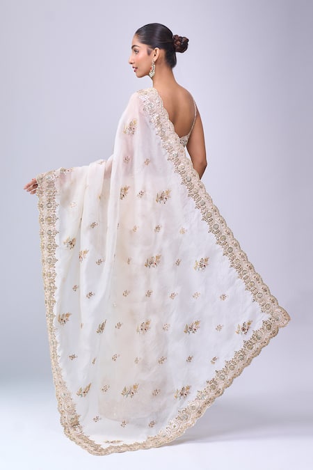Azeera Embroidered Saree With Unstitched Blouse 