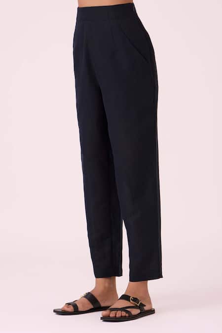 Shop The Summer House Black Linen, Cotton Andrei Trouser Online at Aza Fashions Shop_The Summer House_Black Linen, Cotton Andrei Trouser _Online_at_Aza_Fashions