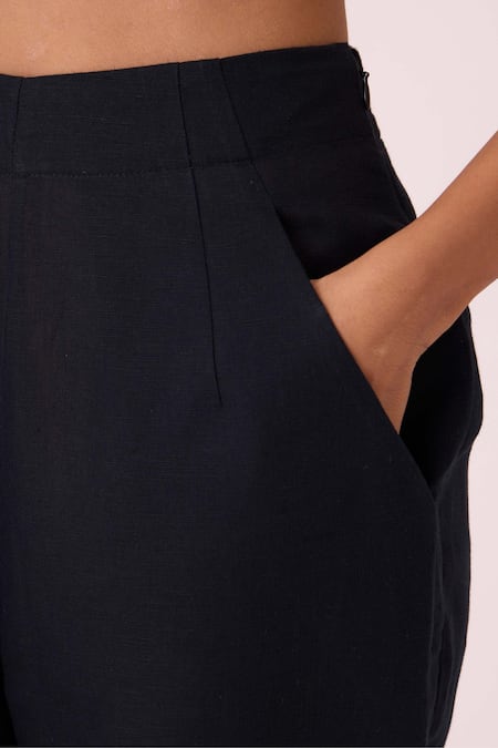 The Summer House Black Linen, Cotton Andrei Trouser at Aza Fashions The Summer House_Black Linen, Cotton Andrei Trouser _at_Aza_Fashions