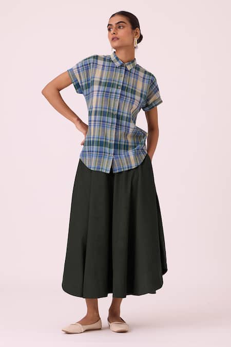The Summer House Boga Green Needlecord Flared Skirt 