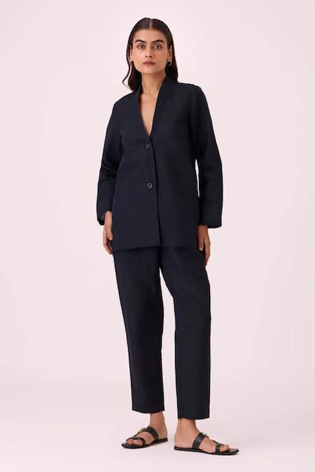 The Summer House Darcy Black Linen Cotton Jacket 