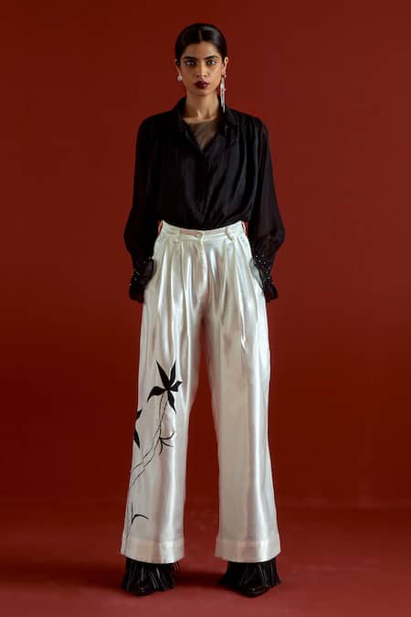 Buy Three Black Silk, Organza, Satin Smocking, Beads, Applique Detail Co-ord Shirt Set Online at Aza Fashions Buy_Three_Black Silk, Organza, Satin Smocking, Beads, Applique Detail Co-ord Shirt Set _Online_at_Aza_Fashions