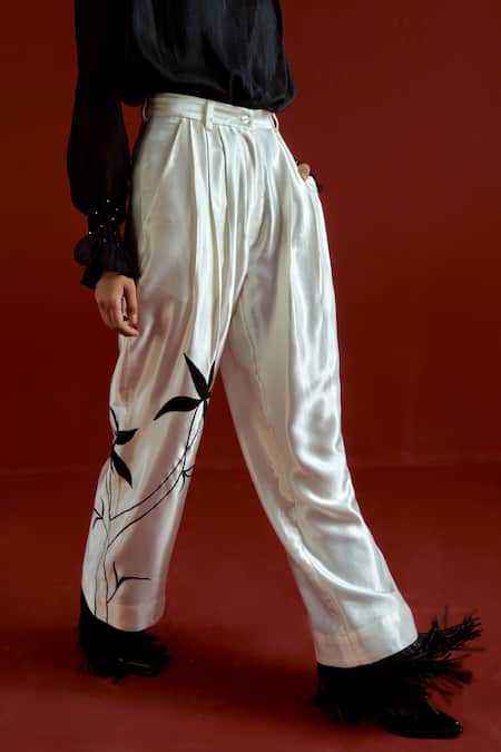 Buy Three Black Silk, Organza, Satin Smocking, Beads, Applique Detail Co-ord Shirt Set Buy_Three_Black Silk, Organza, Satin Smocking, Beads, Applique Detail Co-ord Shirt Set