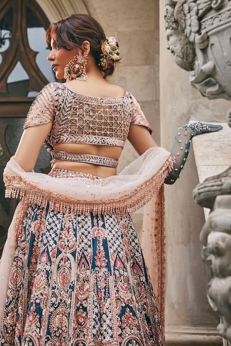 Jigar & Nikita Neel Kamdhenu Embroidered Lehenga Set 