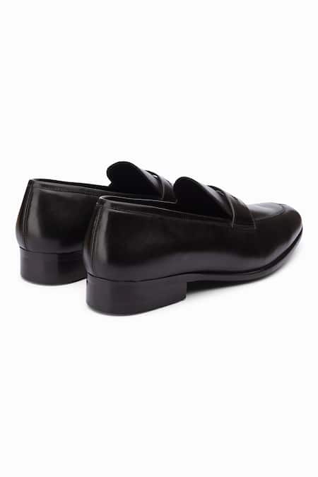 Buy_Dapper Shoes_Black Split Toe Penny Loafers _Online_at_Aza_Fashions