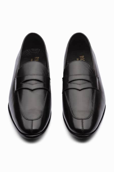 Shop_Dapper Shoes_Black Split Toe Penny Loafers _Online_at_Aza_Fashions