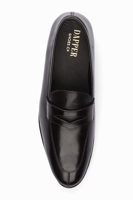 Dapper Shoes_Black Split Toe Penny Loafers _at_Aza_Fashions