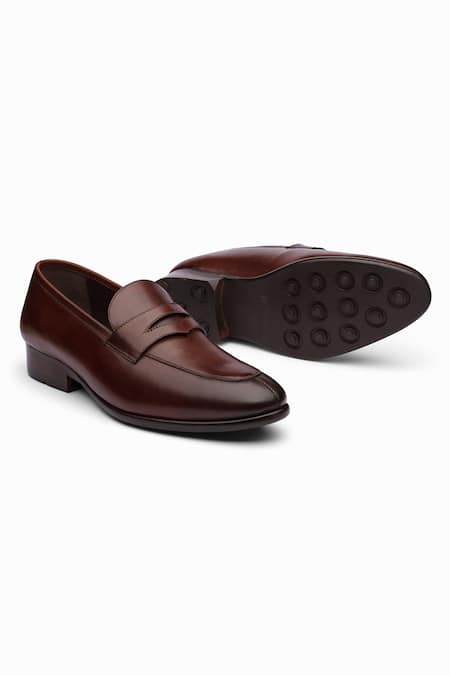 Dapper Shoes Brown Split Toe Penny Loafers 
