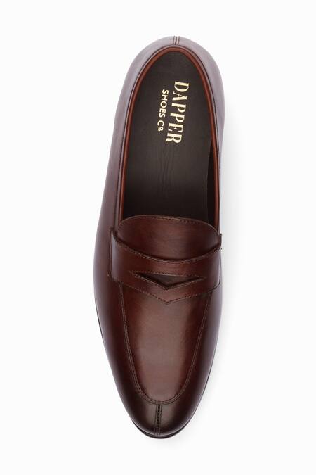 Shop_Dapper Shoes_Brown Split Toe Penny Loafers _Online_at_Aza_Fashions