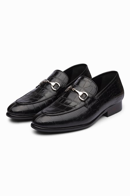 3dm Lifestyle Black Crocodile Horsebit Loafers 