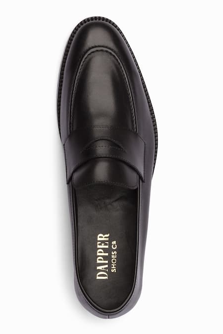 Shop_Dapper Shoes_Black Soft Unlined Penny Loafers _Online_at_Aza_Fashions