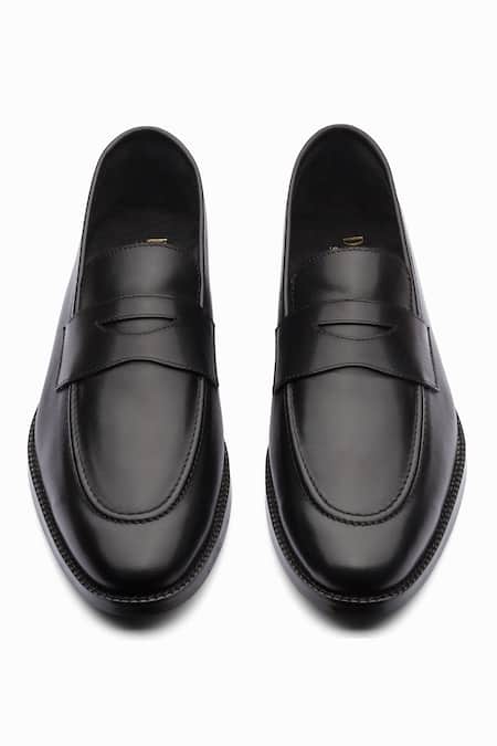 Dapper Shoes_Black Soft Unlined Penny Loafers _at_Aza_Fashions